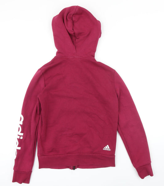 Womens UK S Regular Addidas Pink Full Zip Hoodie