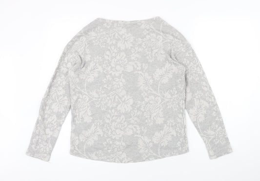 H&M Womens Grey Floral Polyester Pullover Sweatshirt Size S