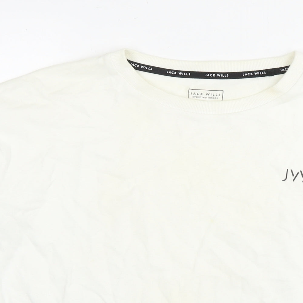 Jack Wills Womens White Cotton Pullover Hoodie Size 10 Pullover - Logo