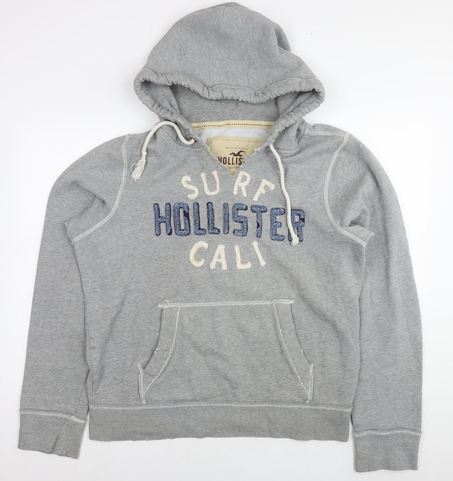 Hollister Mens Grey Cotton Pullover Hoodie Size L - Logo