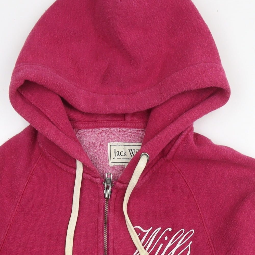 Jack Wills Womens Purple Cotton Full Zip Hoodie Size 8 Zip