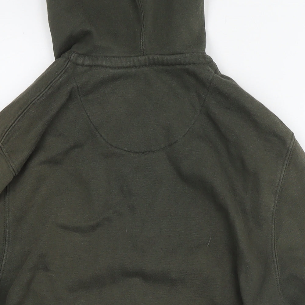 Brand and care label for Easy men’s green cotton full zip hoodie, size S