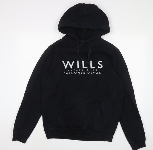 Jack Wills Mens Black Cotton Pullover Hoodie Size S