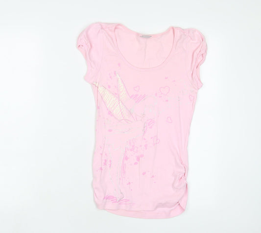 Womens UK Size 10 Disney Pink Cotton T-Shirt