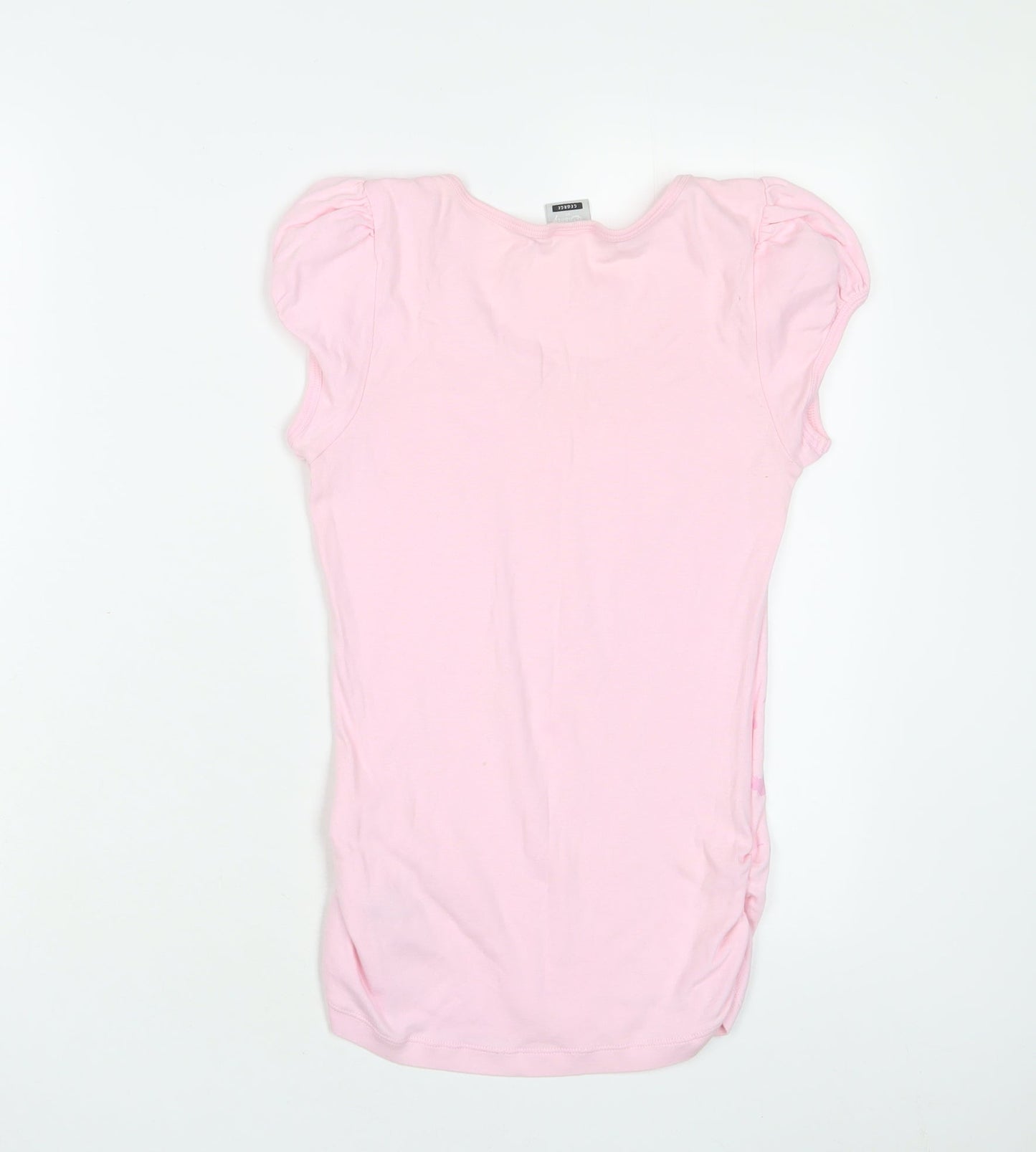 Disney Womens Pink Cotton Basic T-Shirt Size 10 Scoop Neck - Tinkerbell