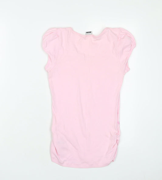 Disney Womens Pink Cotton Basic T-Shirt Size 10 Scoop Neck - Tinkerbell