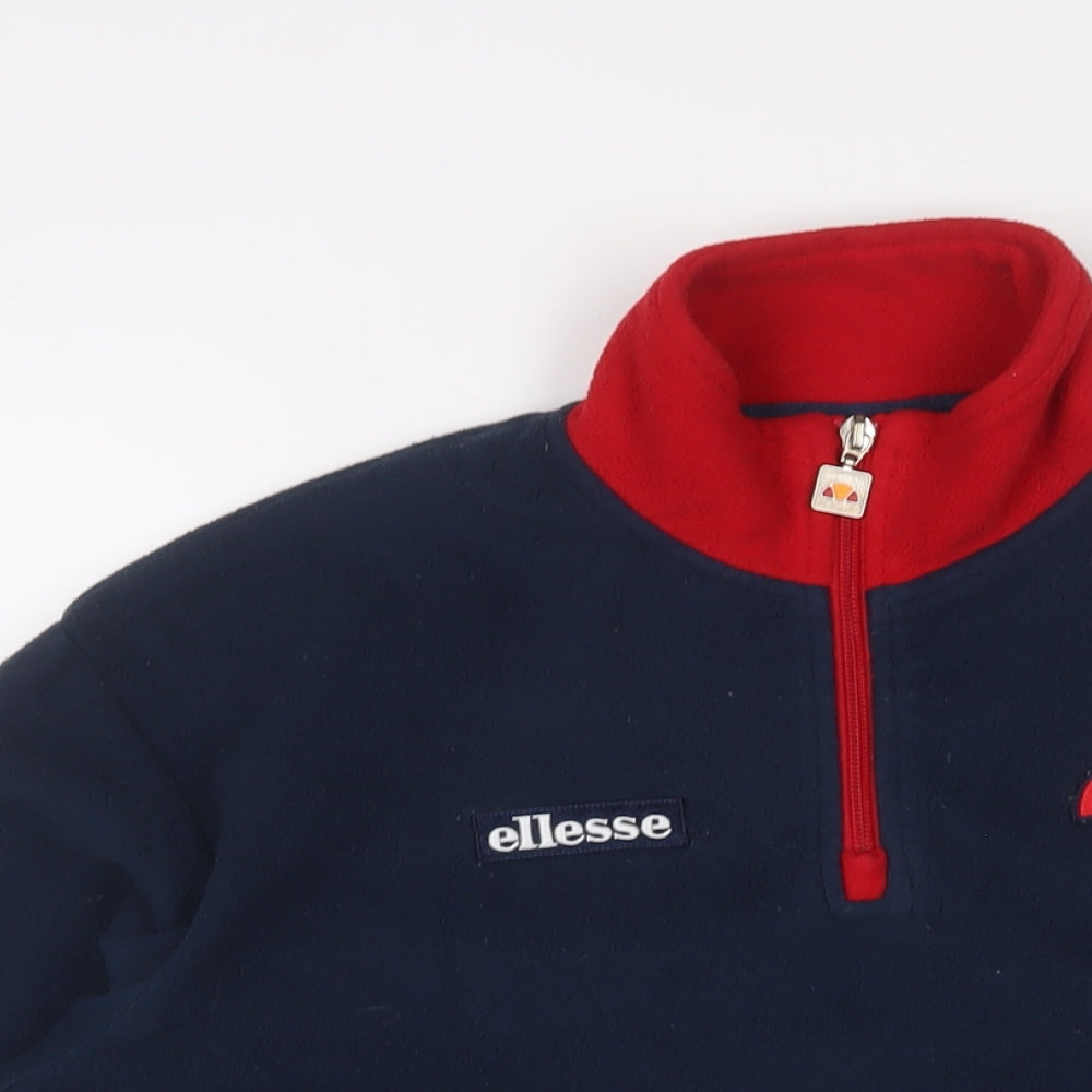 ellesse Womens Blue Polyester Pullover Sweatshirt Size 4 Zip - Logo, Embroidered