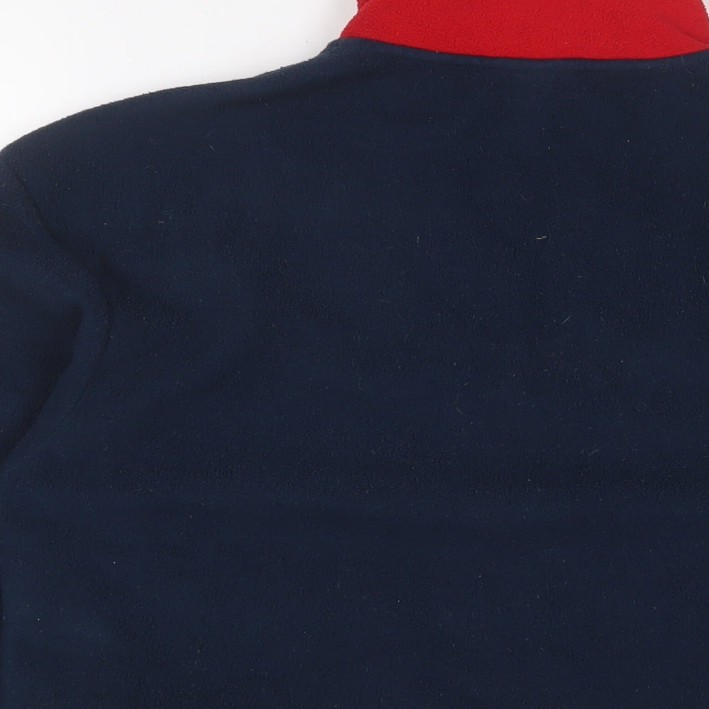 Brand and care label for Ellesse women’s blue polyester pullover sweatshirt, size UK 4, zip - logo, embroidered