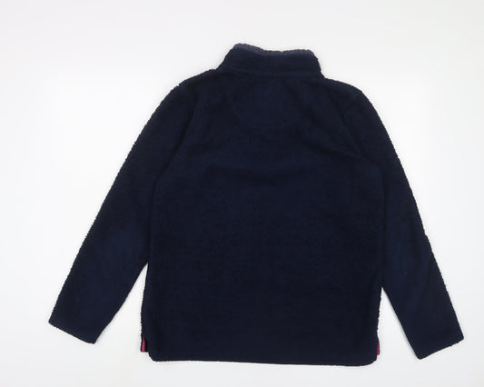 Crew Clothing Womens Blue Polyester Pullover Sweatshirt Size 12 Button - Logo, Embroidered