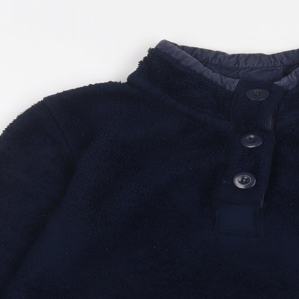 Crew Clothing Womens Blue Polyester Pullover Sweatshirt Size 12 Button - Logo, Embroidered