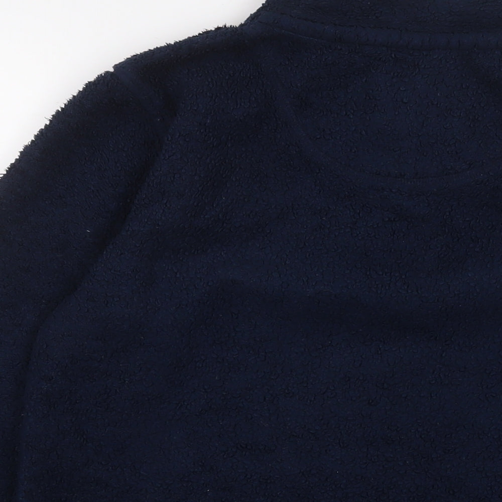 Crew Clothing Womens Blue Polyester Pullover Sweatshirt Size 12 Button - Logo, Embroidered