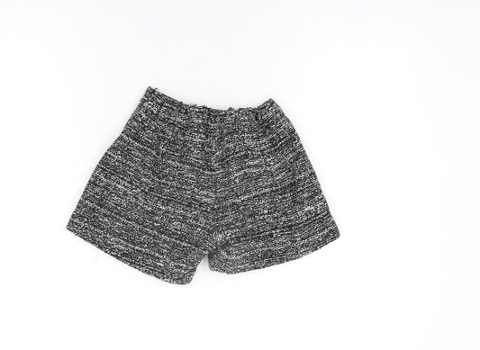 Nanos Girls Black Geometric Acrylic Bermuda Shorts Size 10 Years Regular Zip