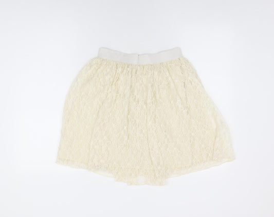 Louche Womens Ivory Floral Nylon Skater Skirt Size 10