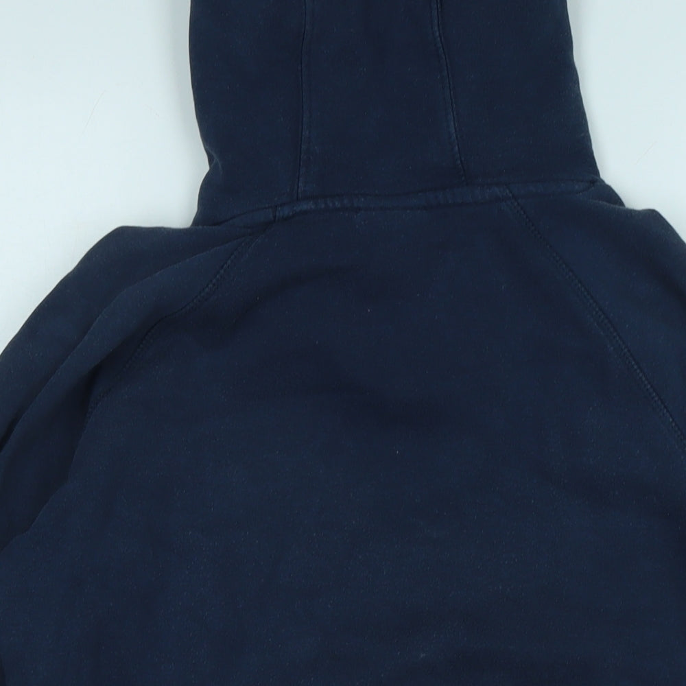 Brand and care label for Ellesse women’s blue cotton pullover hoodie, size UK 10, - ellesse