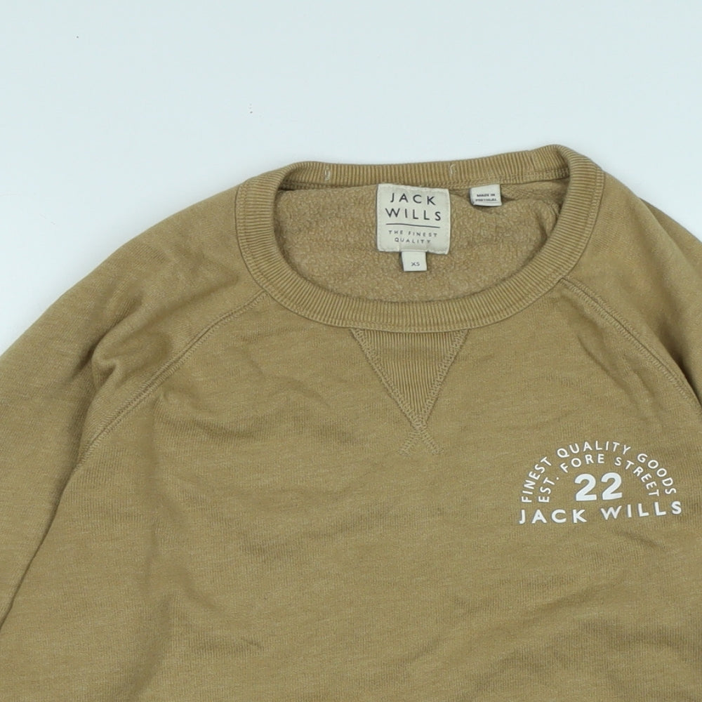 Jack Wills Mens Beige Cotton T-Shirt Size XS Crew Neck - Jack Wills