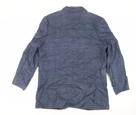 Paul Costelloe Womens Blue Plaid Jacket Blazer Size 12 Button