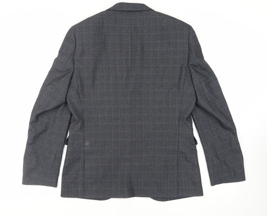 NEXT Mens Blue Plaid Polyester Jacket Suit Jacket Size 42 Regular