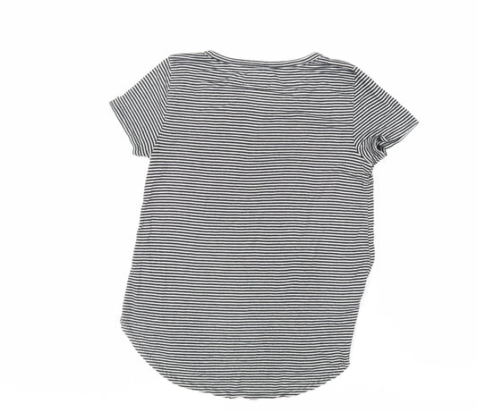 Hollister Womens Black Striped Polyester Basic T-Shirt Size XS Round Neck