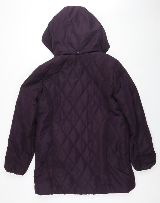 EWM Womens Purple Quilted Coat Size 16 Zip