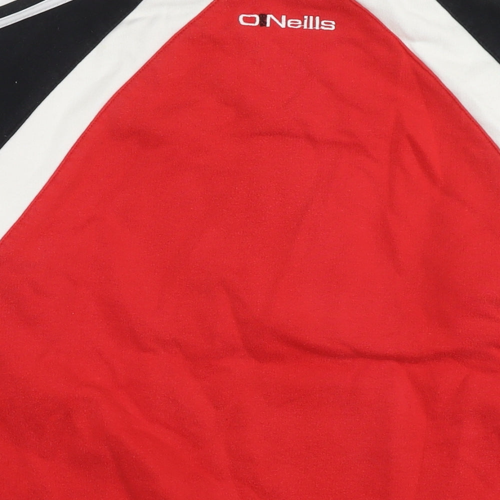 O'Neill Mens Red Cotton Pullover Sweatshirt Size M - Colourblock Pattern
