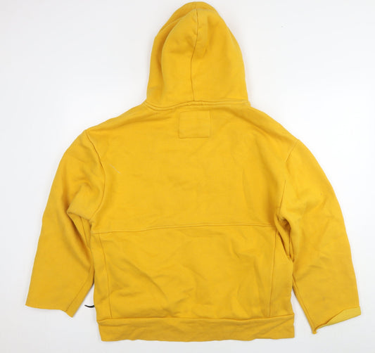 Pull&Bear Womens Yellow Polyester Pullover Hoodie Size L Pullover
