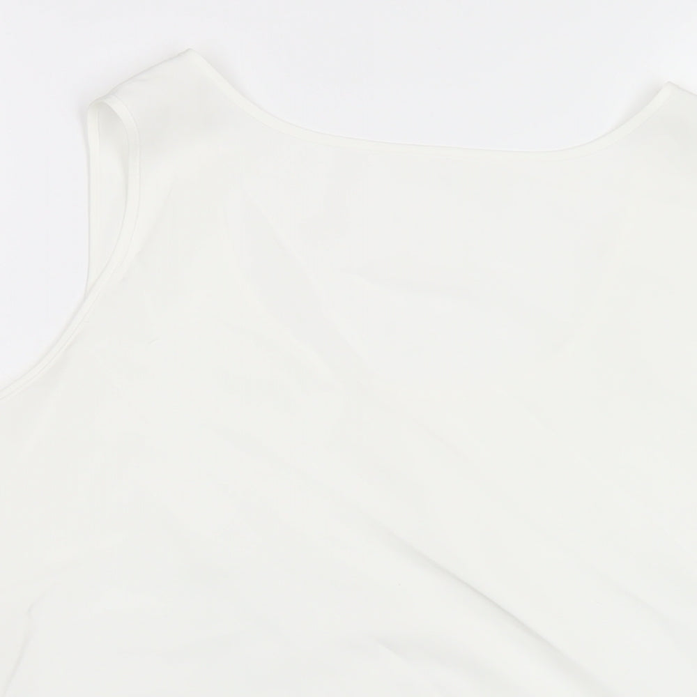 Marks and Spencer Womens White Polyester Basic Tank Size 16 Scoop Neck