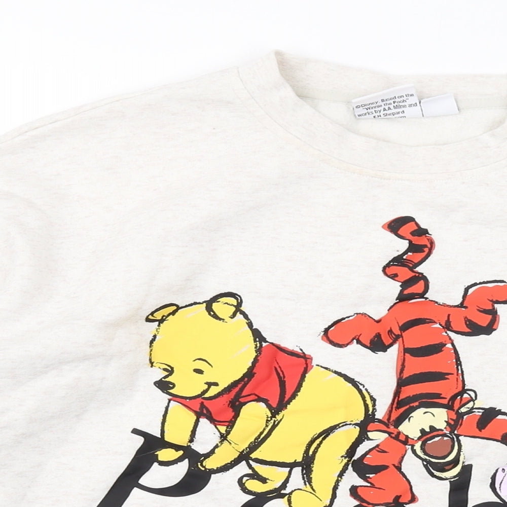 Disney Womens Ivory Cotton Pullover Sweatshirt Size 12 Pullover - Pooh