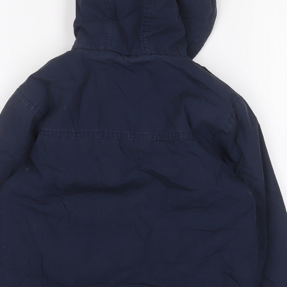 Brand and care label for MINIMODE boys’ blue basic coat coat, size 4-5, years zip