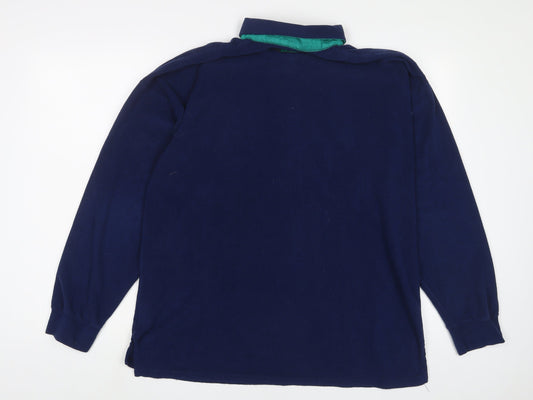 Hot togs Mens Blue Polyester Polo Size XL Collared Button