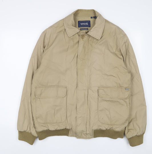 Additional front view of Maine New England men’s beige jacket, size L, zip