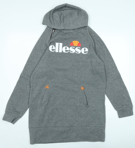 ellesse Womens Grey Polyester Pullover Hoodie Size 2XL - Logo
