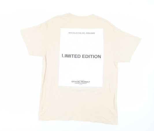 AX Paris Mens Beige Cotton T-Shirt Size L Crew Neck