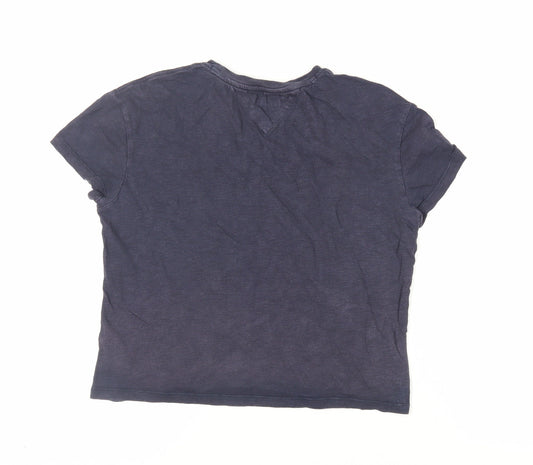 Tommy Jeans Womens Blue Cotton Basic T-Shirt Size XS Crew Neck - Logo