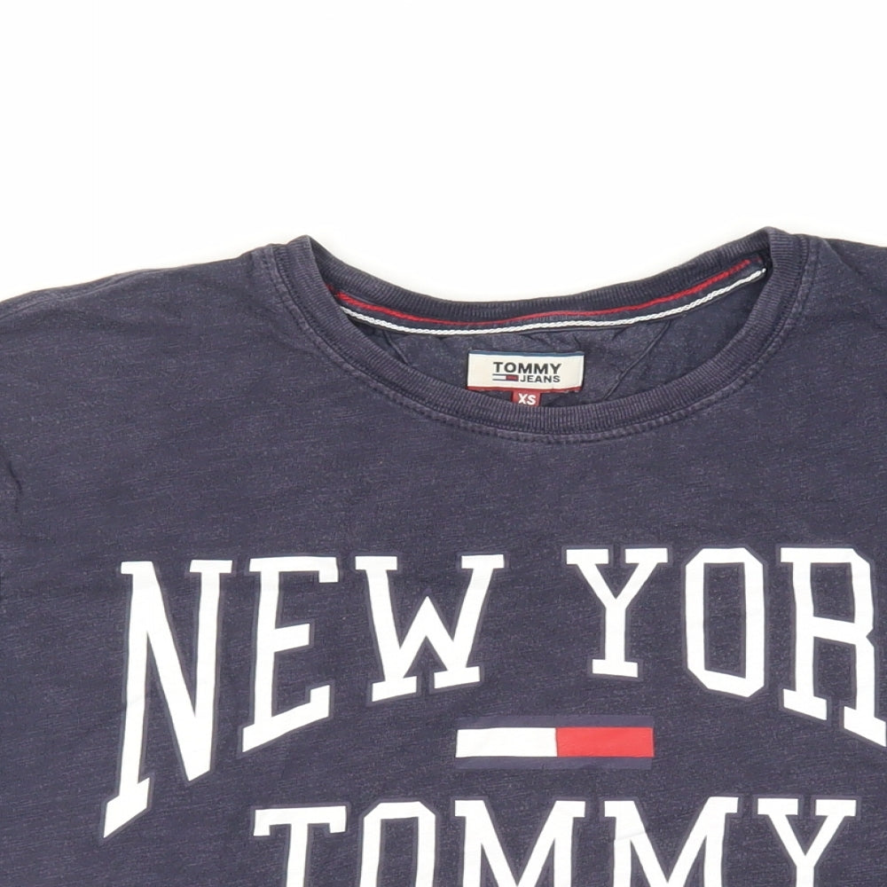 Tommy Jeans Womens Blue Cotton Basic T-Shirt Size XS Crew Neck - Logo