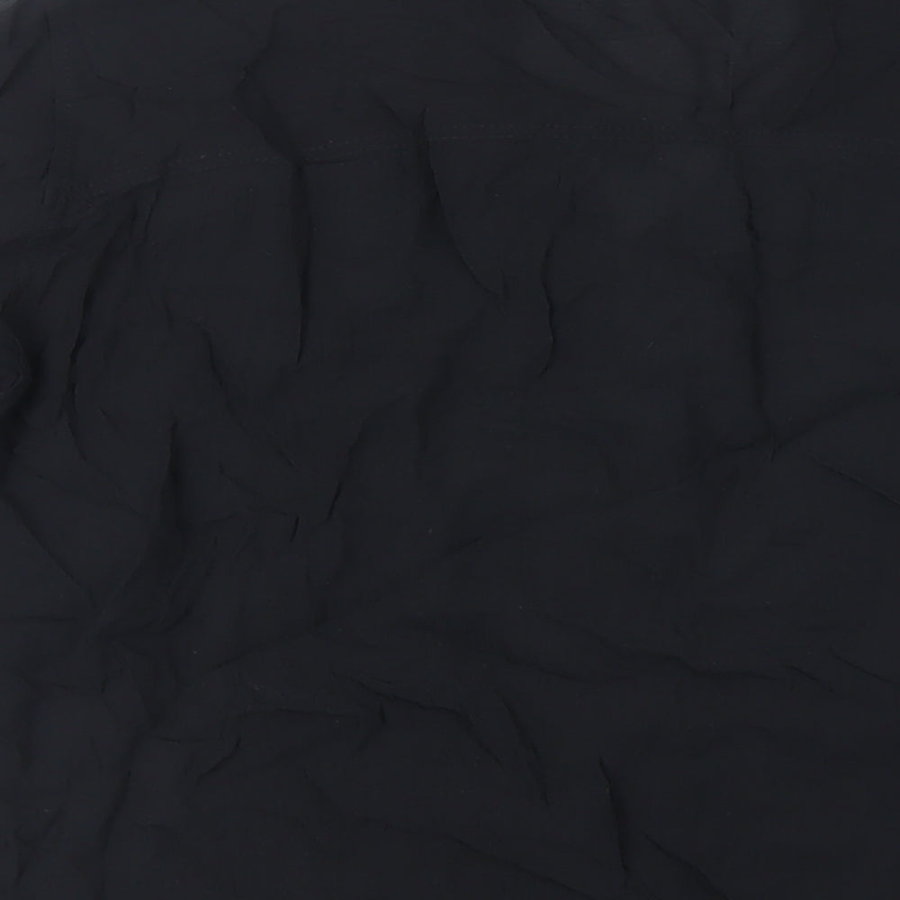 Marks and Spencer Womens Black Viscose Basic Button-Up Size XL V-Neck - Embroidered Detail