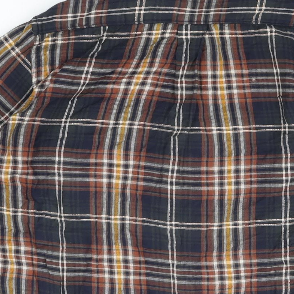 Gap Womens Blue Plaid Cotton Basic T-Shirt Size XS Collared