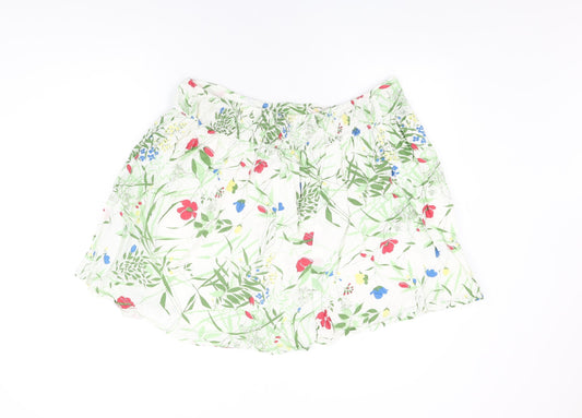 Dorothy Perkins Womens White Floral Cotton Skater Skirt Size 20