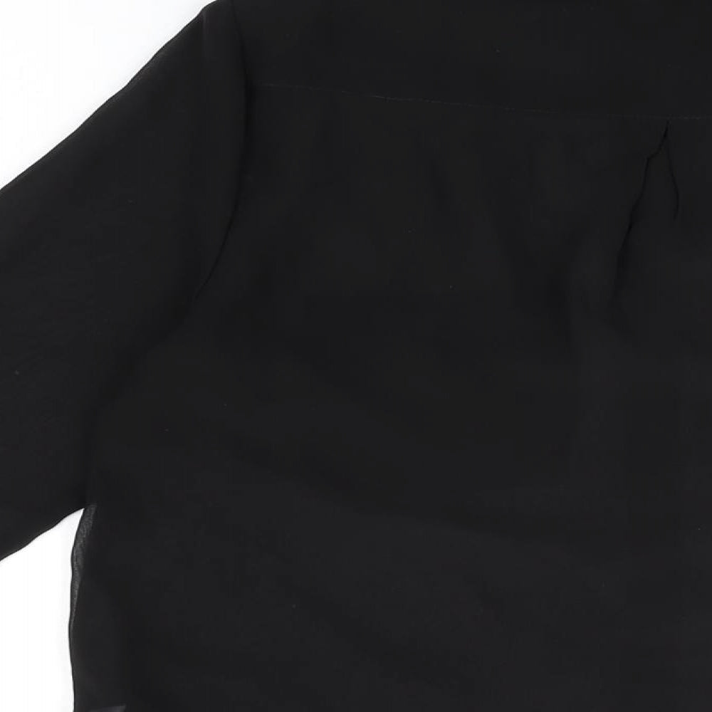 Stradivarius Womens Black Polyester Basic Button-Up Size M Collared - Beaded Collar