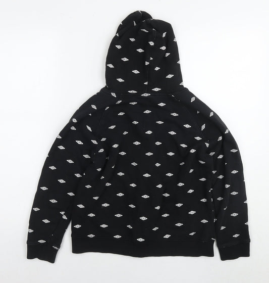 Umbro Womens Black Cotton Full Zip Hoodie Size S Zip