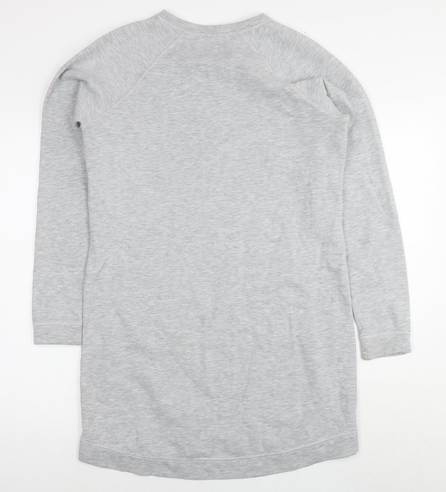 Jack Wills Womens Grey Cotton Jumper Dress Size 10 Round Neck Pullover - Logo