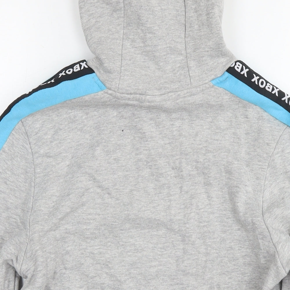 Brand and care label for Xbox boys’ grey cotton pullover hoodie, size 11-12, years pullover - logo
