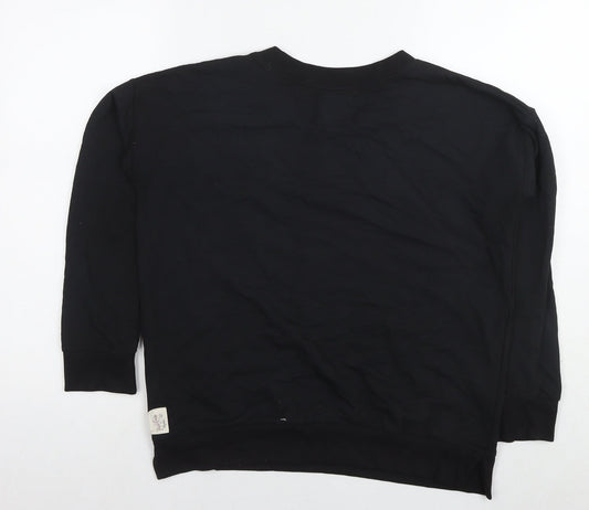 A Postcard From Brighton Womens Black Cotton Pullover Sweatshirt Size S Pullover - Flowers Peace