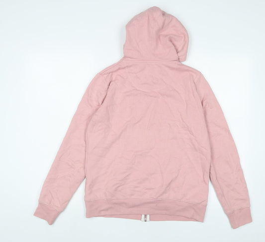 Crew Clothing Womens Pink Cotton Full Zip Hoodie Size 10 Zip - Logo, Embroidered