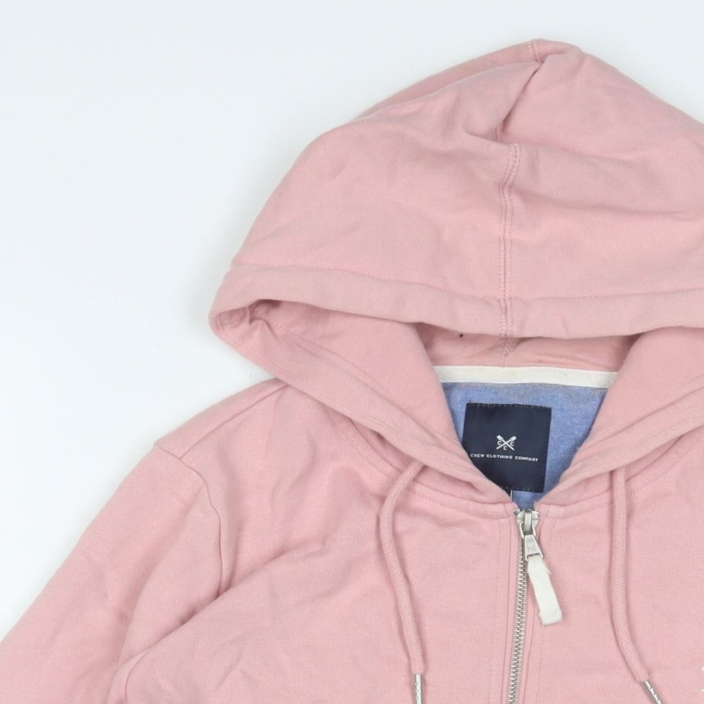 Crew Clothing Womens Pink Cotton Full Zip Hoodie Size 10 Zip - Logo, Embroidered