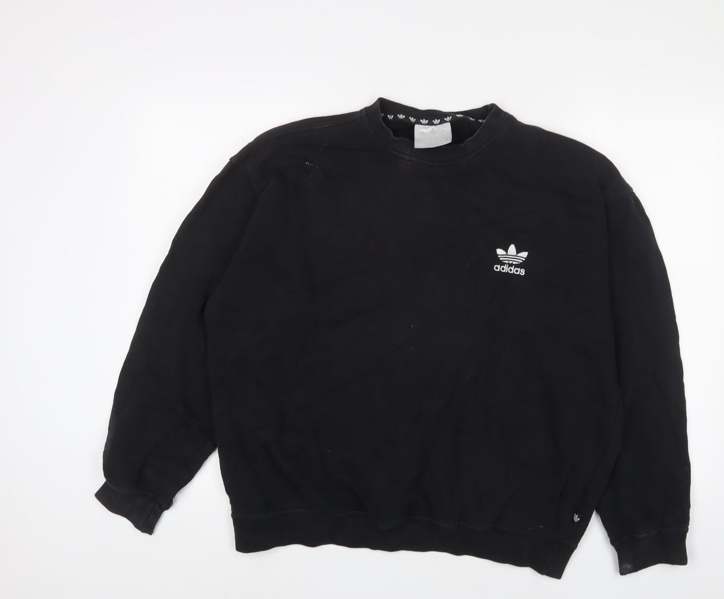 adidas Womens Black Cotton Pullover Sweatshirt Size 8 Pullover - Logo, Embroidered