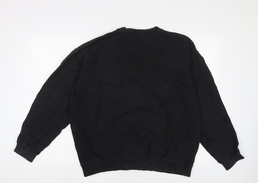 adidas Womens Black Cotton Pullover Sweatshirt Size 8 Pullover - Logo, Embroidered