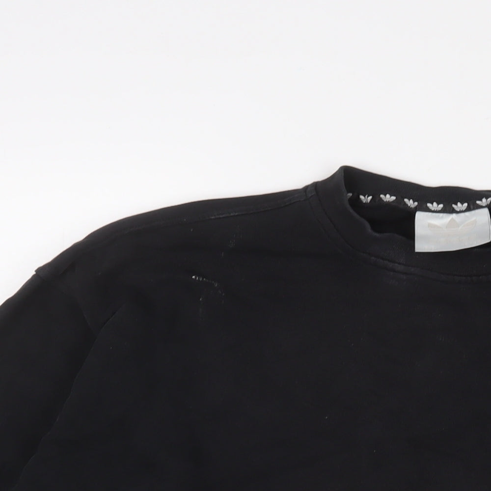 adidas Womens Black Cotton Pullover Sweatshirt Size 8 Pullover - Logo, Embroidered