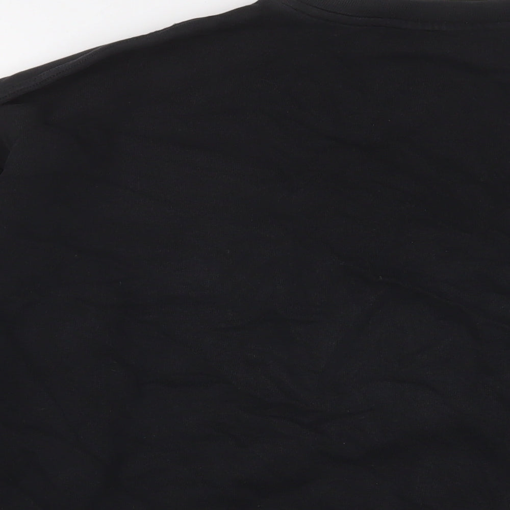 adidas Womens Black Cotton Pullover Sweatshirt Size 8 Pullover - Logo, Embroidered
