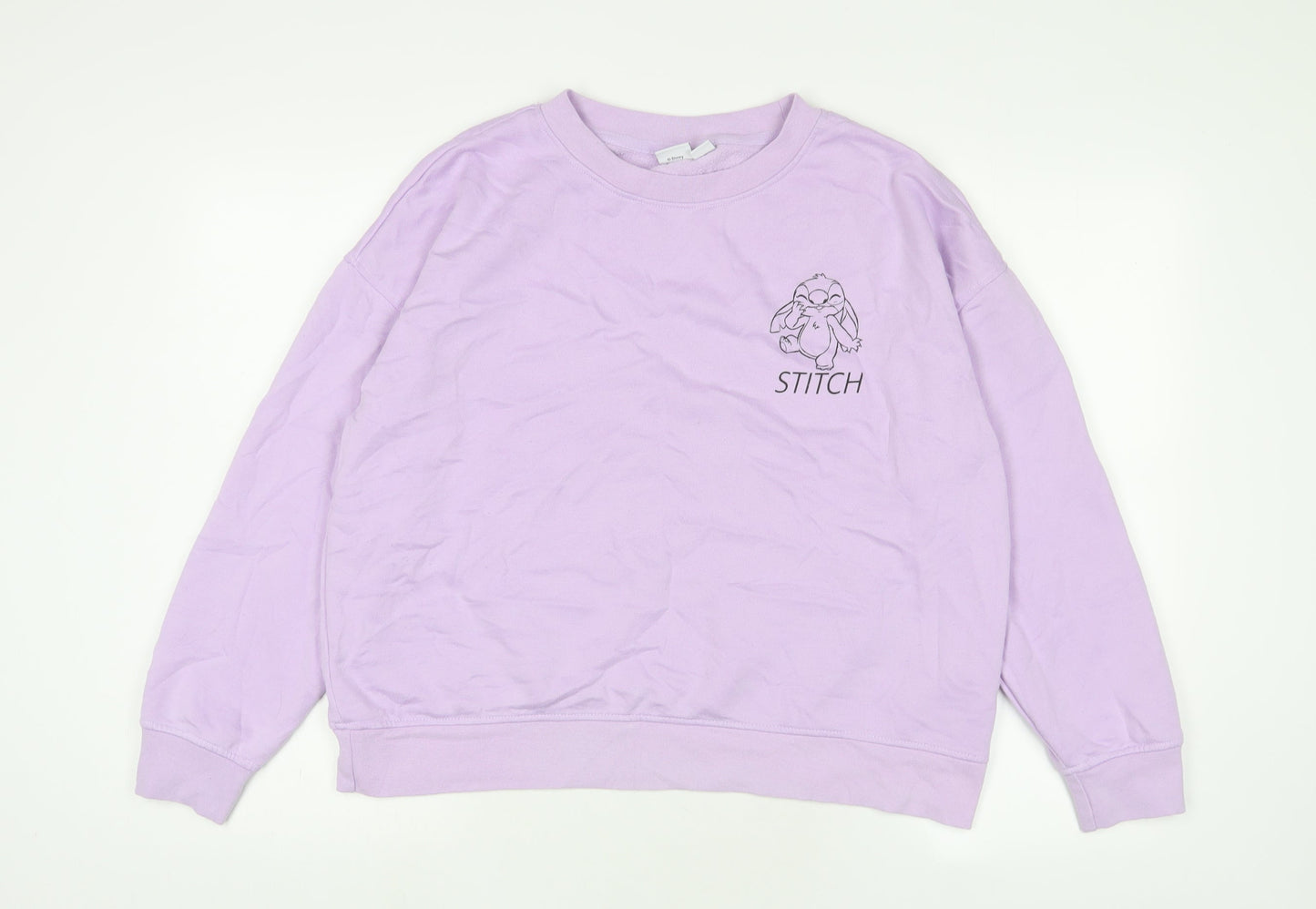 Disney Womens Purple Cotton Pullover Sweatshirt Size M Pullover - Stitch