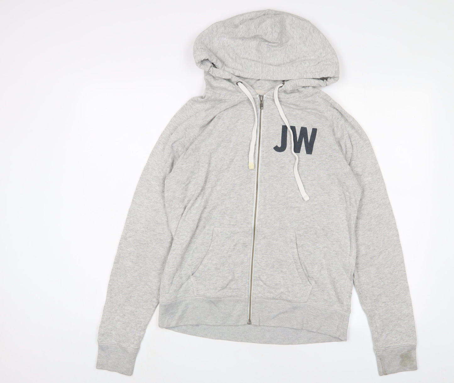 Jack Wills Womens Grey Cotton Full Zip Hoodie Size 14 Zip
